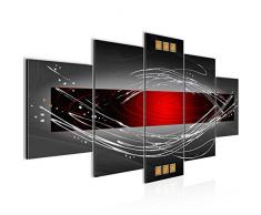 Bilder Abstrakt Wandbild 200 x 100 cm Vlies - Leinwand Bild XXL Format Wandbilder Wohnzimmer Wohnung Deko Kunstdrucke Rot 5 Teilig - MADE IN GERMANY - Fertig zum Aufhängen 103151a