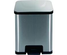 Echtwerk EW-PS-0215 Abfalleimer, Tretabfalleimer, Mülleimer, Power-Step Edelstahl, Silber, 42 x 30 x 51.5 cm