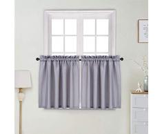 Haperlare Küchengardine, Waffelmuster, strukturierte Badezimmer-Fenstervorhänge, Stangen-Tasche, Café-Vorhänge, kleine Halbfenster, Behandlungs-Set Tiers| 24 L grau