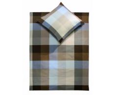 fleuresse Squares Satinbettwäsche mit Reißverschluss coffee 155/220 + 80/80 cm