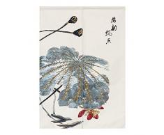BAIHT HOME Noren Japanische Vorhänge Baumwolle Leinen Türvorhang Tapisserie Vorhang Lotus Design Blume Tür Vorhang 29.5 Wx59.1 L Lotus 10 (ohne Stange)