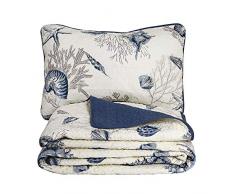 Bayside (Überwurf-Set Beach Mottoparty Tröster Sets Queen Größe Tagesdecke King Size, baumwolle, blau, King/Cal/California King