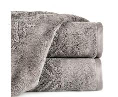 Eurofirany Handtuch Baumwolle Viskose Silber Zick Zack Muster Bordüre Set 3-er Pack Oeko-Tex, 70X140 cm, 3