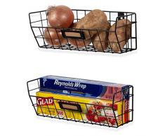 Unbekannt Wall35 Macon Obstkorb, Wandmontage, Metall, Schwarz, 2 Stück