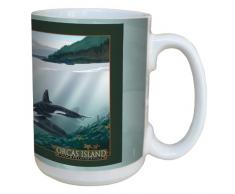 Tree-Free Greetings lm43076 Magnificent Orcas Island Orcas von Mike rangner Keramik Becher mit Henkel/, 15-Ounce, farbenreiche