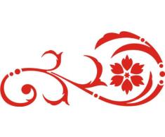 INDIGOS UG Wandtattoo/Wandaufkleber-e24 abstraktes Design Tribal/schöne geschwungene Blumenranke mit Punkten und großer Blüte im Garten- Rot, Vinyl, 40 x 18 x 1 cm
