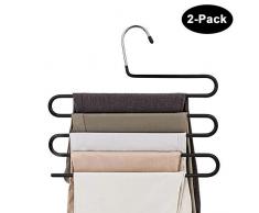 KingBig Hosenbügel Mehrschichtiger S-Style Jeans Hosenbügel rutschfest Edelstahl Kleiderbügel Kleiderbügel Kleiderbügel Kleiderbügel platzsparend für Hosen Jeans Schal hängend 2 Stück