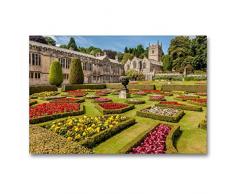 Premium Textil-Leinwand 90 x 60 cm Quer-Format Garten vom Lanhydrock House bei Bodmin in Cornwall, England | Wandbild, HD-Bild auf Keilrahmen, Fertigbild auf hochwertigem Vlies, Leinwanddruck von Christian Müringer