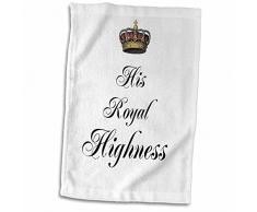 3dRose HIS Royal Highness, Teil Einer HIS und Hers Paare Geschenk Set, Lustige King, humorvolle Prince Humor Handtuch, weiß, 15 x 22