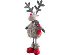 WeRChristmas Dekofigur Rentier, stehend, mit Holzfuß, Mehrfarbig, 32 cm