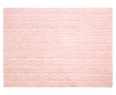 Lorena Canals Teppich Zöpfe waschbar, Baumwolle, Soft Pink, 120 x 160 x 30 cm
