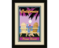 Northwest Art Mall jk-6389 fgdm acpp Pismo Beach, Kalifornien Adirondack Stühle Palmen Punch gerahmtes Wandbild Art von Künstler Joanne Kollman, 40,6 x 55,9 cm