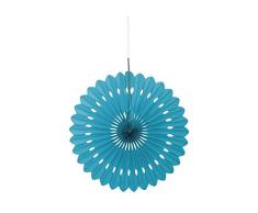 Unique Party Supplies Seidenpapier-Fächer, rund, Dekoration, 40 cm, Papier, blaugrün, 40,6 cm