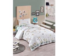 EnLora Home Bettwäscheset für Einzelbett, White Yellow Green Beige, 140 x 200 cm, 2 Einheiten