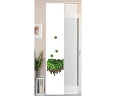 Gardinenbox Schiebegardine FlÃ¤chenvorhang Wildseide Optik und Voile Paneel, Polyester, Pixel, 245 x 45 cm, 2-Einheiten