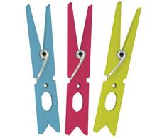 MSV 100508 10 Stück Wäscheklammern Polypropylen Blau 638 C/Fuchsia 213 C/grün 382 C 9,5 x 1,8 x 1,5 cm