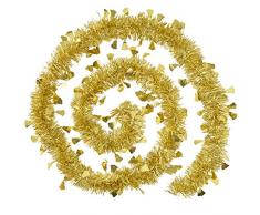 WeRChristmas 10 m Girlande Traditionelle Weihnachtsbaum Lametta mit Glocken, Gold