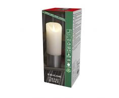 Konstsmide, 1823-300, LED Echtwachskerze, weiß, mit silberfarbener Banderole, 3D Flamme, 4h und 8h Timer, warm weiße Diode, batteriebetrieben, Innen