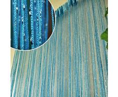 Norbi Vogue Quaste String Tür Fenster Raumteiler Partition Vorhang Querbehang blau