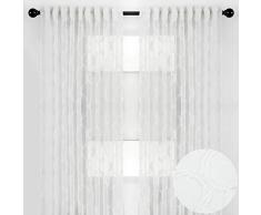 Chanasya Marokkanische Stickerei Design Weiche Texturierte Sheer Vorhang Paneele für Wohnzimmer Schlafzimmer Küche Fenster Terrasse Büro Durchscheinend Fenster Behandlung Vorhänge für Home Decor (2er Set) Paneele Casual W52xH63 Inches weiß
