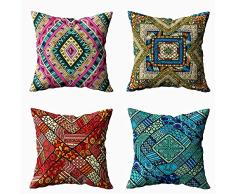 Gesmatic Aztekenkissenbezüge, Überwurfkissenbezüge, Aztekenkissenbezug, Teppich, Tribal Ornament, Handtuch, Yogamatte, Henna-Tattoo, kann Boho Kissenbezug, abstrakte Kissenbezüge, 40,6 x 40,6 cm, 4 Stück Shaker 20X20 Set of 4 Multi3