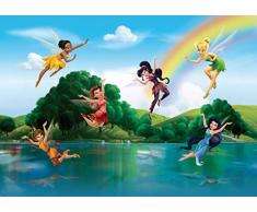 AG Design FTD 2222 Disney Fairies Feen, Papier Fototapete - 360x254 cm - 4 teile, Papier, multicolor, 0,1 x 360 x 254 cm