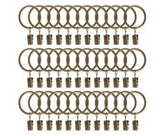 ANJUU 24 Stück robuste vernickelte Metall-Vorhangringe mit Clips Haken für Duschen, Schlafzimmer, Wohnzimmer, Vorhang, Fotos, Dekoration A Bronze 36 Pcs