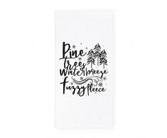 The Cotton & Canvas Co. Die Baumwolle und Segeltuch CO. Weihnachten und Urlaub saugfähig Küche Geschirrtuch, Mehl Sack Handtuch und Gericht Tuch Pine Trees, Winter Breeze and Fuzzy Fleece