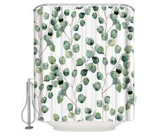 BestLives Aquarell-Weinrebenstoff Duschvorhang für Badezimmer, Frühlingsgrün, Wasserdichte Polyester-Vorhänge mit Haken 54x78inch Watercolor Vine 20305