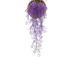 Crt Gucy 85,1 cm Kunststoff-Fake Hängende Blumen Plant Vine für Hause Garten Wand Dekoration Violett