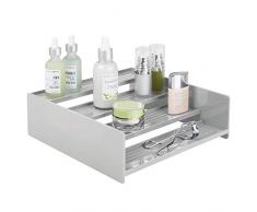 mDesign Badezimmer-Organizer aus Kunststoff für Schrank, Schminktisch, Arbeitsplatte – hält Vitamine, Nahrungsergänzungsmittel, Medizinflaschen, ätherische Öle, Nagellack, Kosmetik, 4 Ebenen Pack of 1 cremefarben