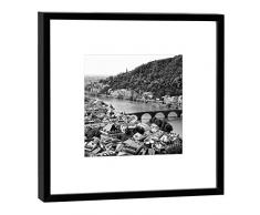 COGNOSCO - Fotografie im Holzrahmen: Altstadt Heidelberg - Fotodruck - Format 27 x 27 cm - Rahmenfarbe schwarz - Hochwertiges Wandbild, Geschenkidee oder Souvenir aus der Universitätsstadt am Neckar