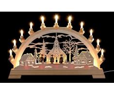 KWO Olbernhau 62023 Schwibbogen Seiffner Kirche mit Figuren, 65 x 40 cm