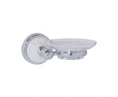 axentia Seifenschale Lyon Premium, Badausstattung fÃ¼r die Wand, Runde Ablage, WC-ZubehÃ¶r aus Keramik, Badaccessoire aus Glas, ca. 14 x 8 x 8 cm, Silber