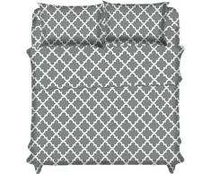 Lux Decor Collection Bettwäsche-Set – gebürstete Mikrofaser 1800 Bettwäsche – Knitter-, Flecken- und lichtbeständig – hypoallergen – 4-teilig King Quatrefoil Grey