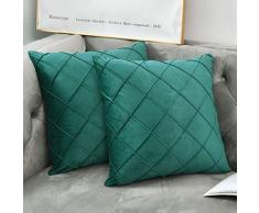 NianEr Samt Quadratische Überwurf Kissenbezüge 2er Set Soft Solid Herbst Winter Deko Couch Kissen Bezüge 20X20 04-Petrol