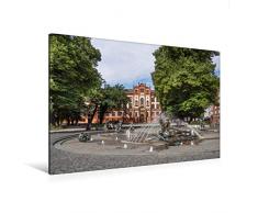 Premium Textil-Leinwand 120 x 80 cm Quer-Format Brunnen der Lebensfreude vor der Universität Rostock | Wandbild, HD-Bild auf Keilrahmen, Fertigbild auf hochwertigem Vlies, Leinwanddruck von Thomas Becker