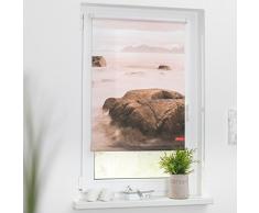 Lichtblick Rollo Klemmfix, 60 x 150 cm mit Motiv Stone - Grau Rot Montage ohne Bohren, moderner Sicht-und Sonnenschutz, Motivrollo, lichtdurchlässig & Blickdicht