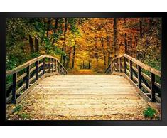Poster Foundry Bridge im Herbstwald Laubbaum Natur Foto-Art Druck Foto Art Print 20x14 inches Framed Poster