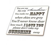 3dRose CT 79151 _ 4 You Are My Sunshine-Word Art-Vintage Lied Keramik Fliesen, 30,5 cm
