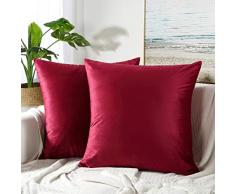 JUSPURBET Dekorative Kissenbezüge aus Samt, für Couch/Bett, Sofa, weiche Farbe, 45,7 x 45,7 cm, Marineblau 20x20, Set of 2 burgunderfarben