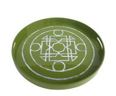 Benzara BM158323 Serviertablett, rund, lackiert, Einheitsgröße, Grün