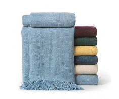 Chanasya Weiche, strukturierte Dekorative Überwurfdecke, leicht, gestrickt, gewebte Decke für Sofa, Stuhl, Couch Bett, Wohnzimmer-Decke mit Fransen, 127 x 167 cm Modern 50x65 Inches türkis