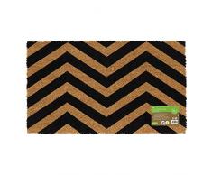 JVL Fußmatte, umweltfreundlich, mit Latex-Rückseite, Kokosfaser, Zickzack-Design, Schwarz, braun, Einheitsgröße