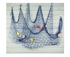 Bilipala Mediterraner Fischernetz Dekoration, Fischnetz mit Seashell Decor, Nautical Party Dekorationen, Blau