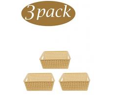 YBM HOME Kunststoff Rattan Aufbewahrungsbox Korb Organizer BA425 Medium Beige