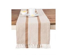 Karamell-gewebte Baumwolle Tisch-Sets Set und Tischläufer mit Fransen, traditionellen Diamant, baumwolle, hautfarben, Tischläufer
