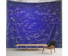 hmwr 12 Constellation Wandteppich für Universe Galaxy Space Stars Wand Stoff Tapisserie Überwurf Artwork Home Deko für Wohnzimmer Schlafzimmer Wohnheim, Textil, blau, 60x90 Inches
