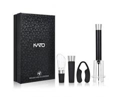 Wein Air Druck Pumpe Öffner Set, Vina Wein Flasche Kork Entferner Zubehör Tool Kit mit Wein Luftsprudler Ausgießer, Folienschneider und Vakuum Stopper, The Size for Most Silber