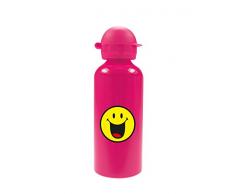 Zak Trinkflasche Smiley 600ml aus Aluminium in Fuchsia, 7 x 7 x 22 cm